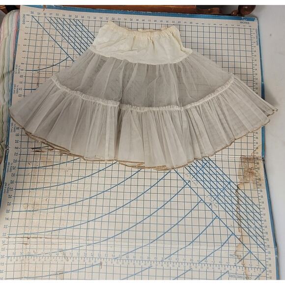Vintage White Sequin Trim‎ Full Ruffle Coquette Lolita Petticoat Crinoline - Picture 4 of 10